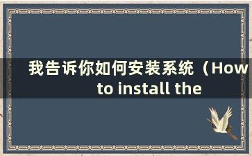 我告诉你如何安装系统（How to install the system）